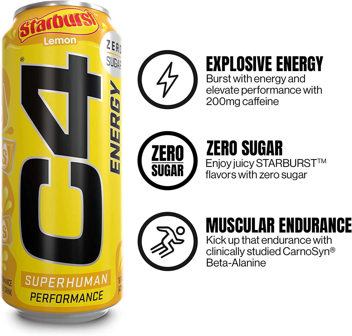 slide 4 of 4, C4 Sport C4 Energy Drink, Superhuman Performance, Lemon, 16 fl oz