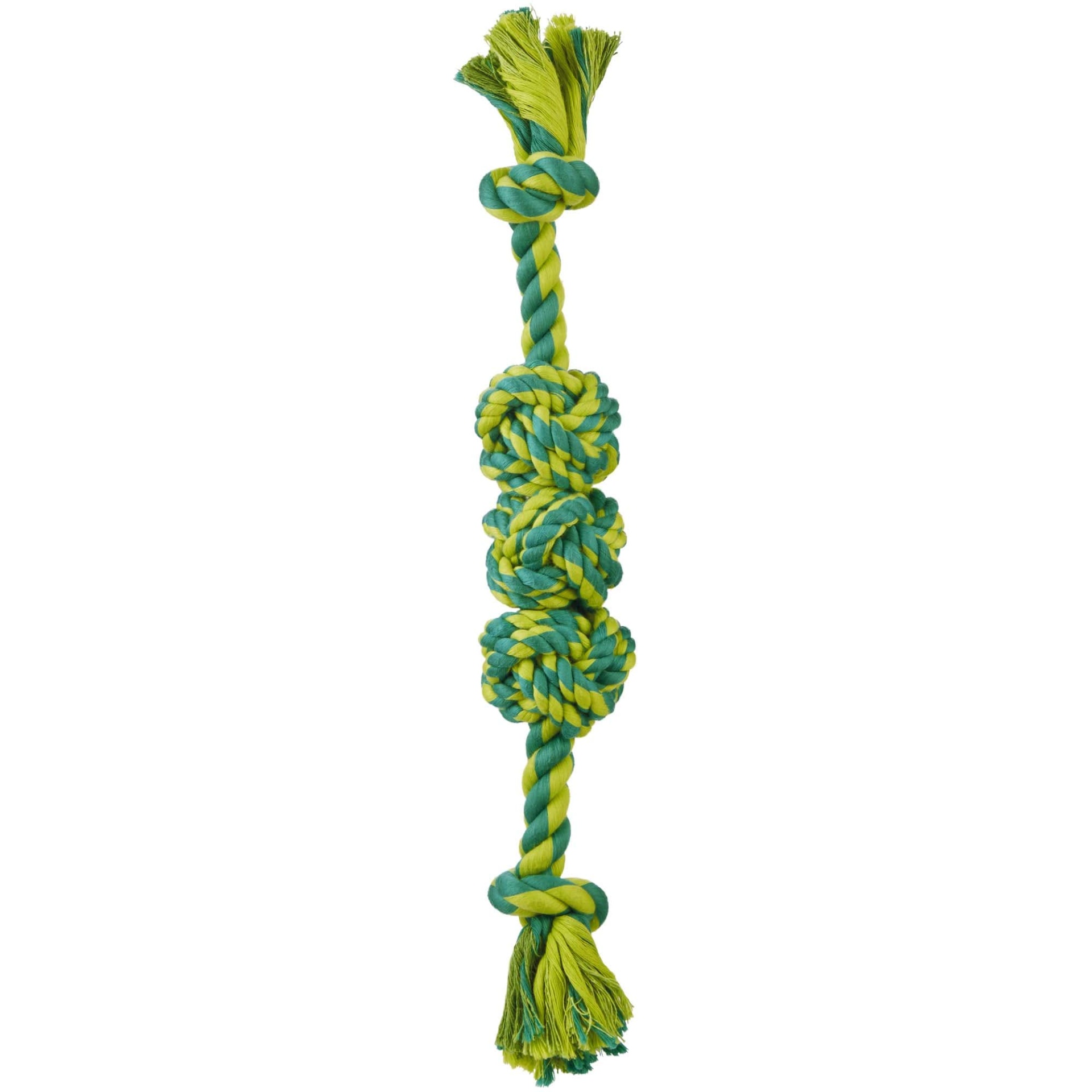 slide 1 of 1, Leaps & Bounds Rope Tug Triple Monkey Fist Dog Toy in Assorted Colors, SM