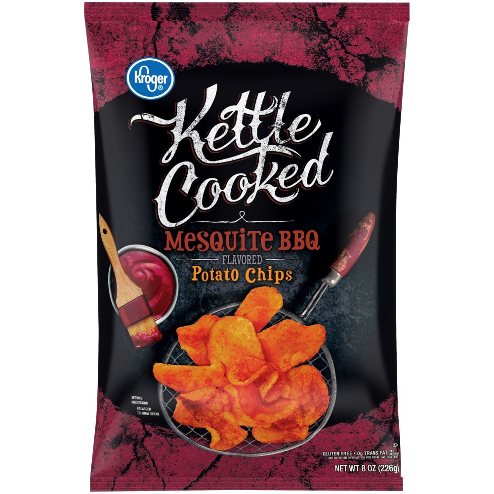 slide 3 of 3, Kroger Kettle Cooked Mesquite BBQ Potato Chips, 8 oz