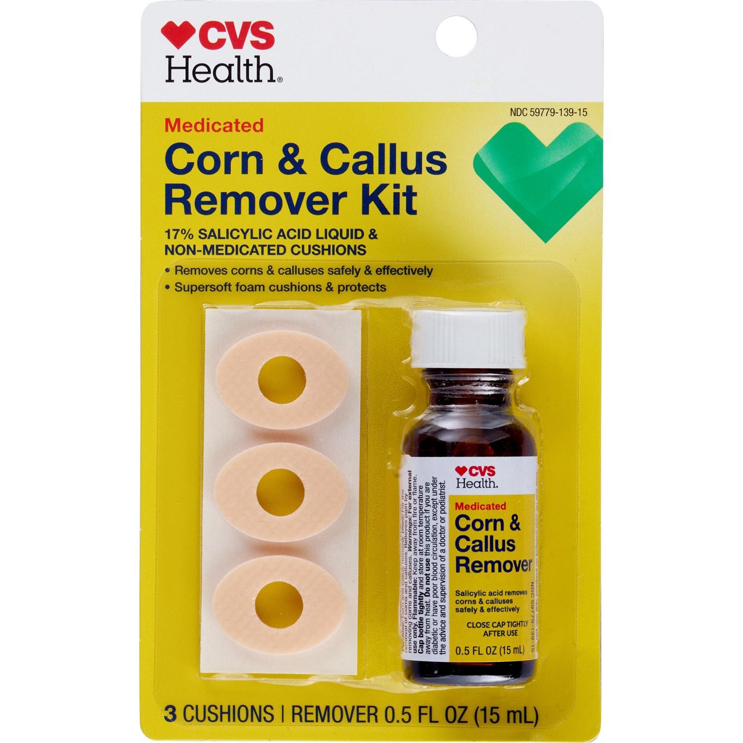 slide 1 of 3, CVS Health Liquid Corn & Callus Remover Kit, Plus Non-Medicated Cushions, 1 ct