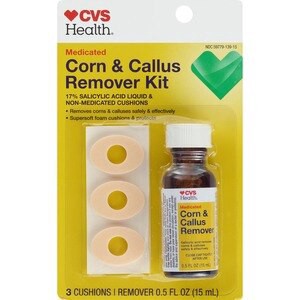 slide 1 of 1, CVS Health Liquid Corn & Callus Remover Kit, Plus Non-Medicated Cushions, 1 ct