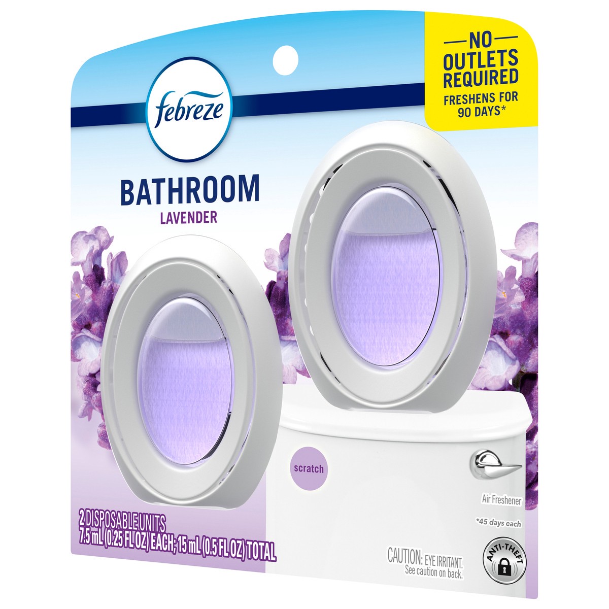slide 3 of 4, Febreze Bathroom Air Freshener, Odor-Fighting, Lavender Scent, 2 Count, 2 ct