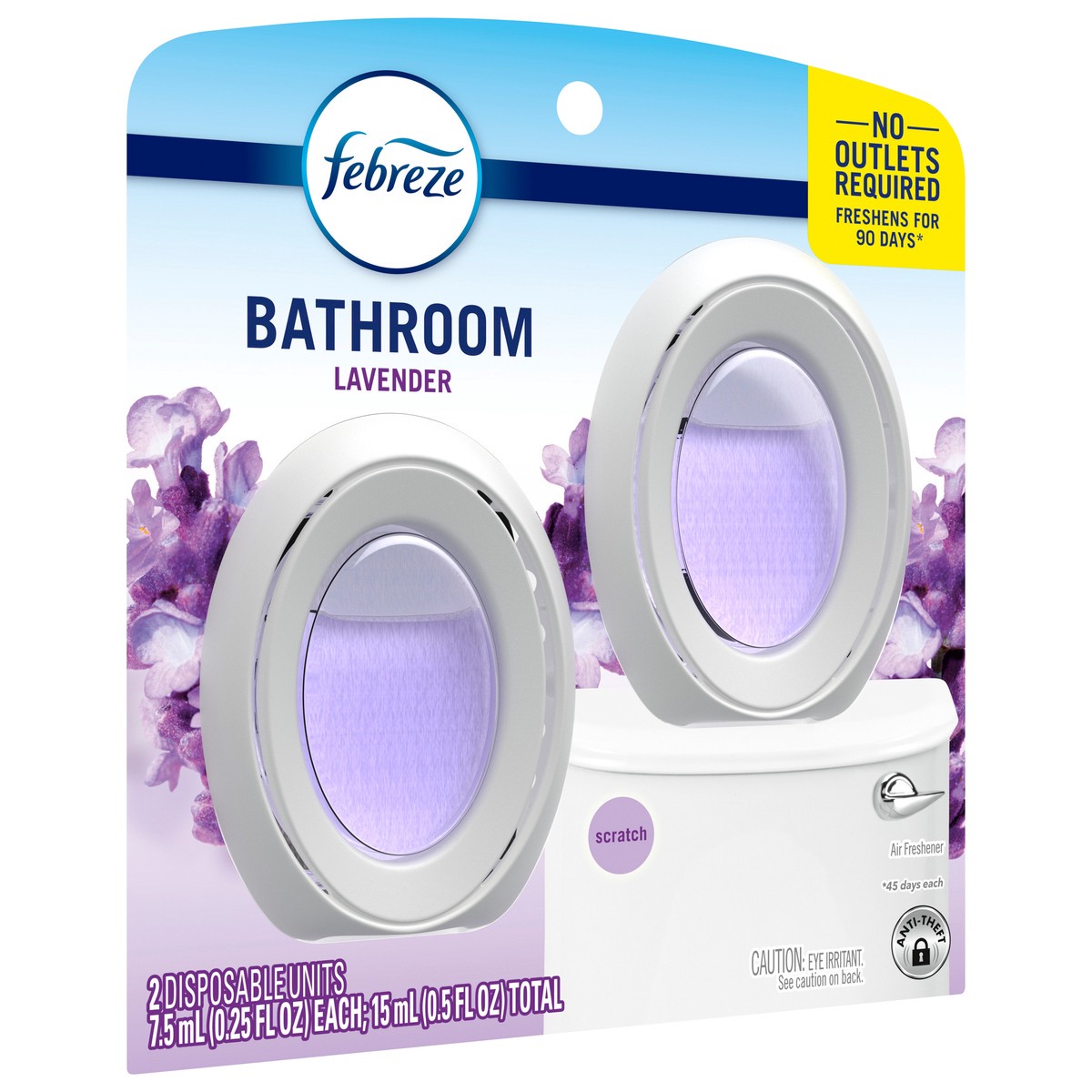 slide 4 of 4, Febreze Bathroom Air Freshener, Odor-Fighting, Lavender Scent, 2 Count, 2 ct