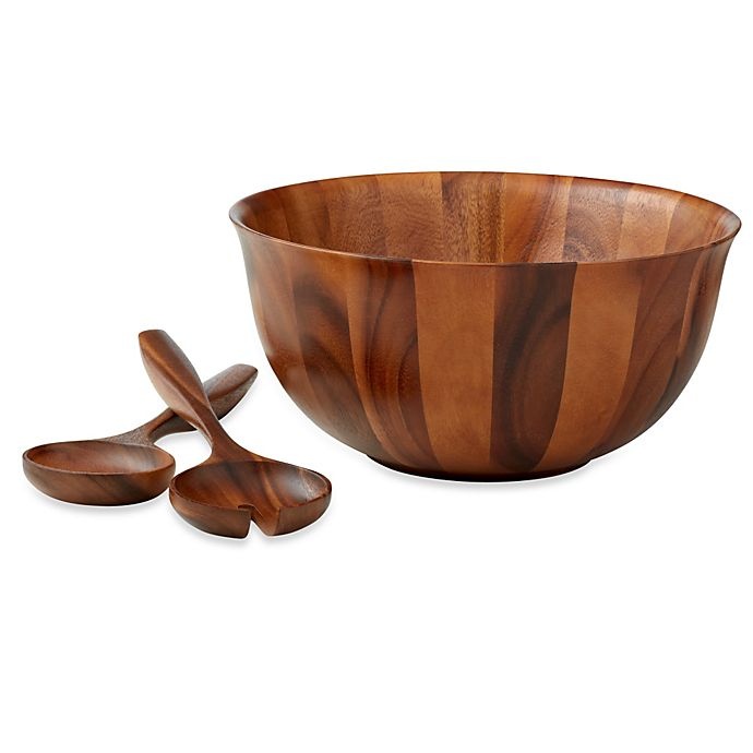 slide 1 of 3, B. Smith Wood Salad Set, 3 ct