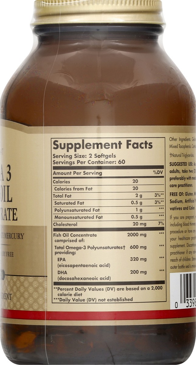 slide 9 of 10, Solgar Omega-3 Fish Oil Concentrate, 120 ct