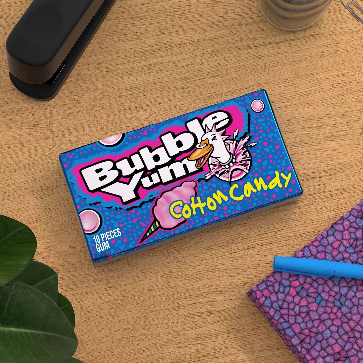 slide 2 of 4, Bubble Yum Cotton Candy Gum 10 Pieces, 10 ct