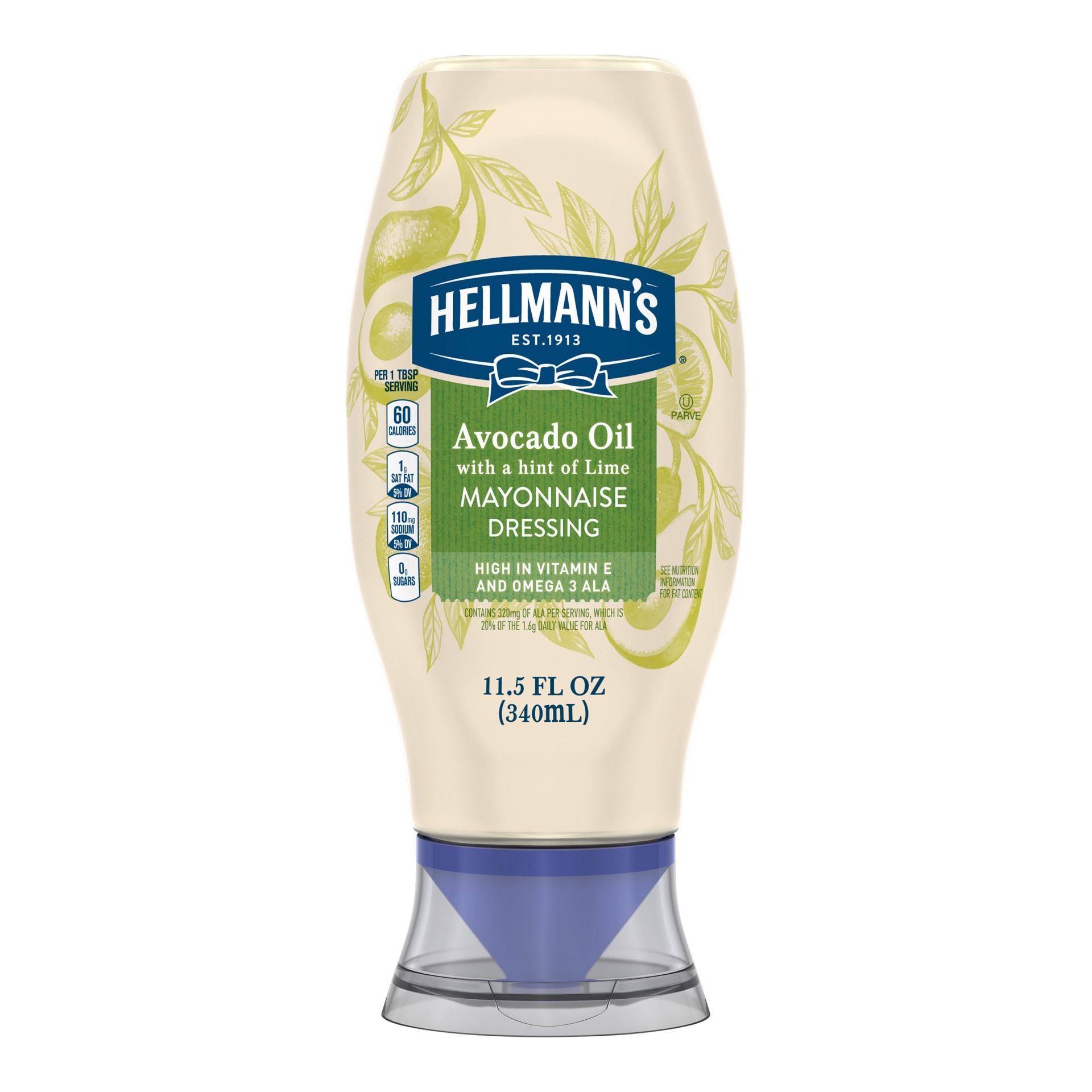 slide 1 of 1, Hellmann's Squeeze Bottle Avocado + Lime Mayonnaise Dressing, 11.5 oz