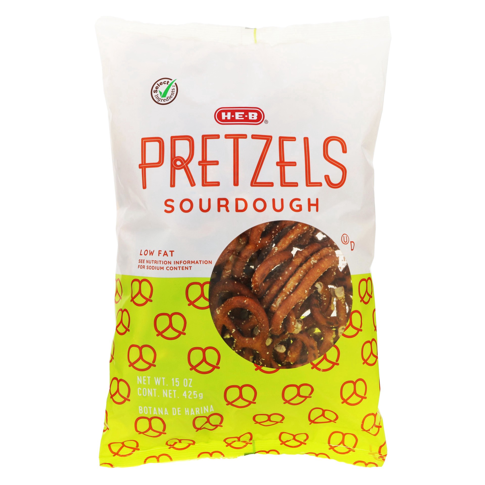 slide 1 of 1, H-E-B Low Fat Sourdough Pretzels, 16 oz