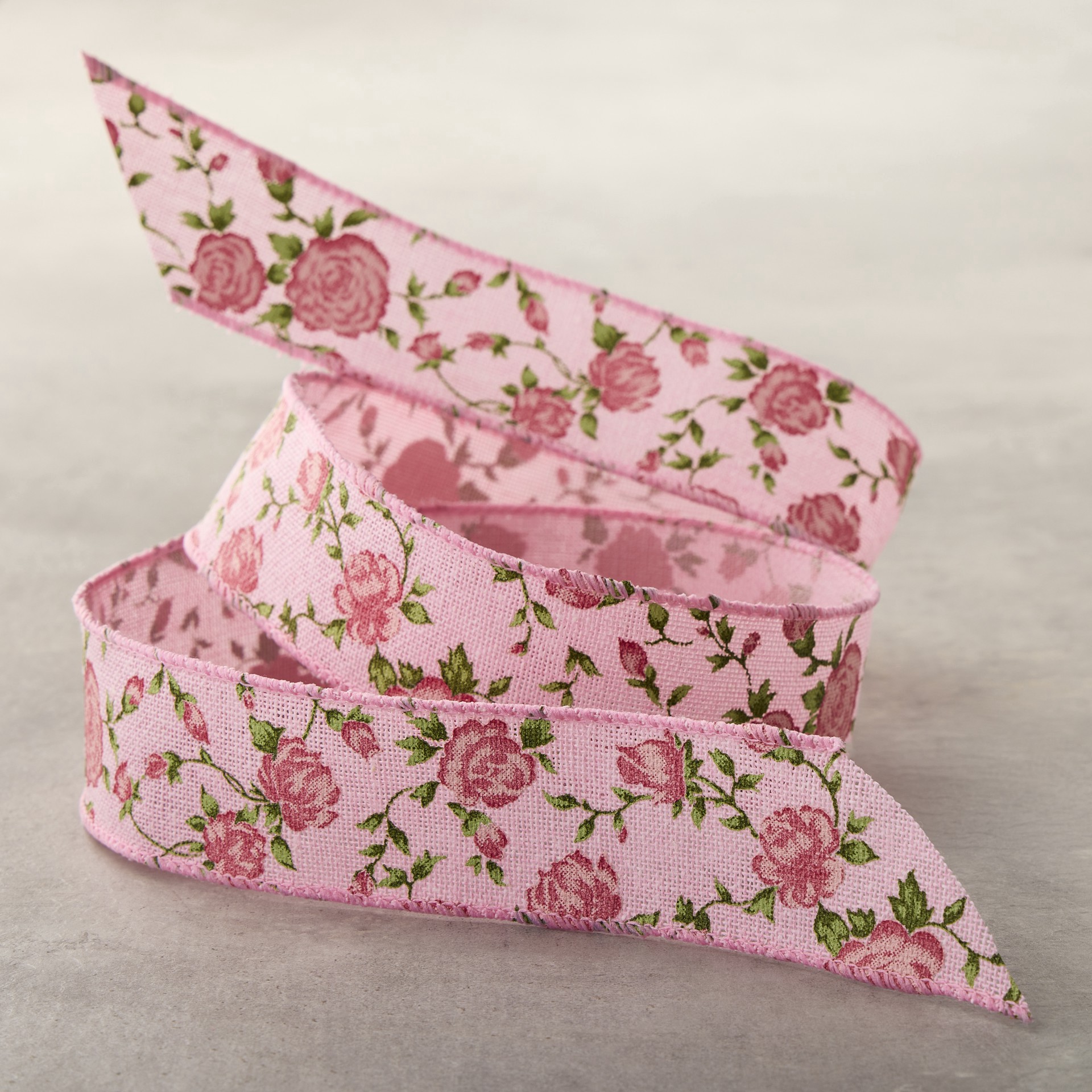 slide 2 of 2, 1" X 3yd. Pink Floral Print Ribbon By Celebrate It Classic, 1 in x 3 yd