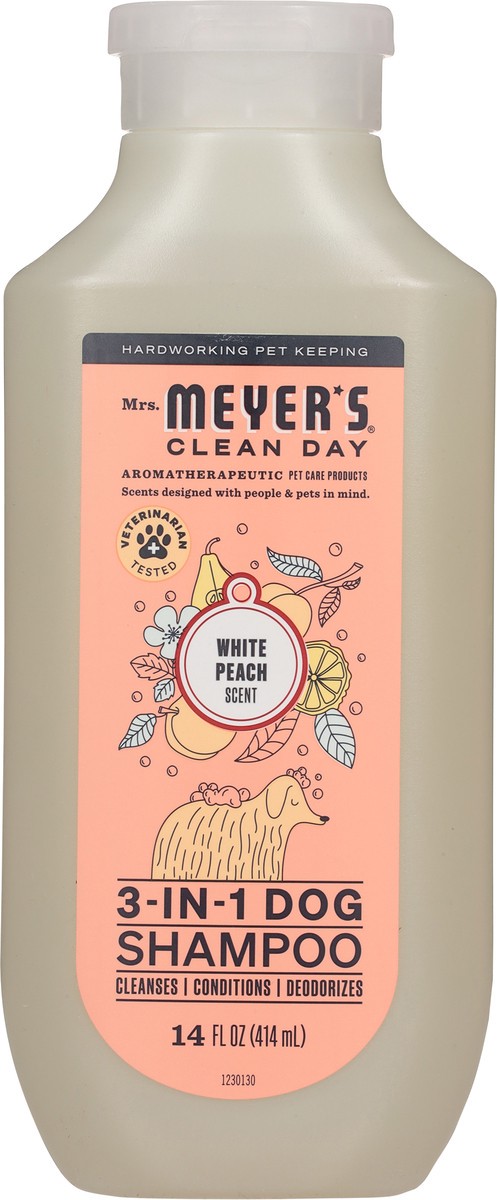 slide 12 of 14, Mrs. Meyer's Clean Day 3 in 1 Dog Shampoo, White Peach Scent, 14oz, 14 fl oz