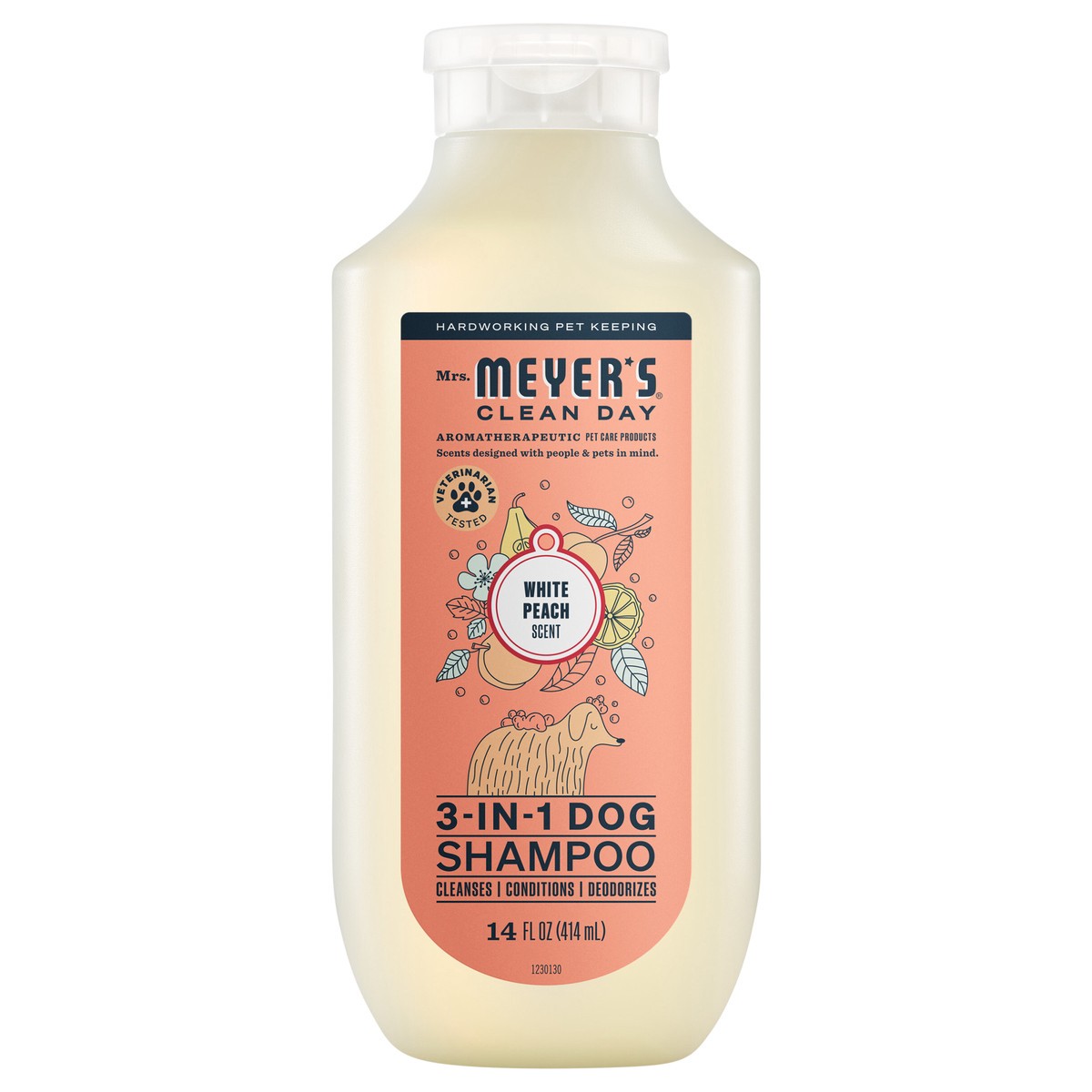 slide 1 of 14, Mrs. Meyer's Clean Day 3 in 1 Dog Shampoo, White Peach Scent, 14oz, 14 fl oz