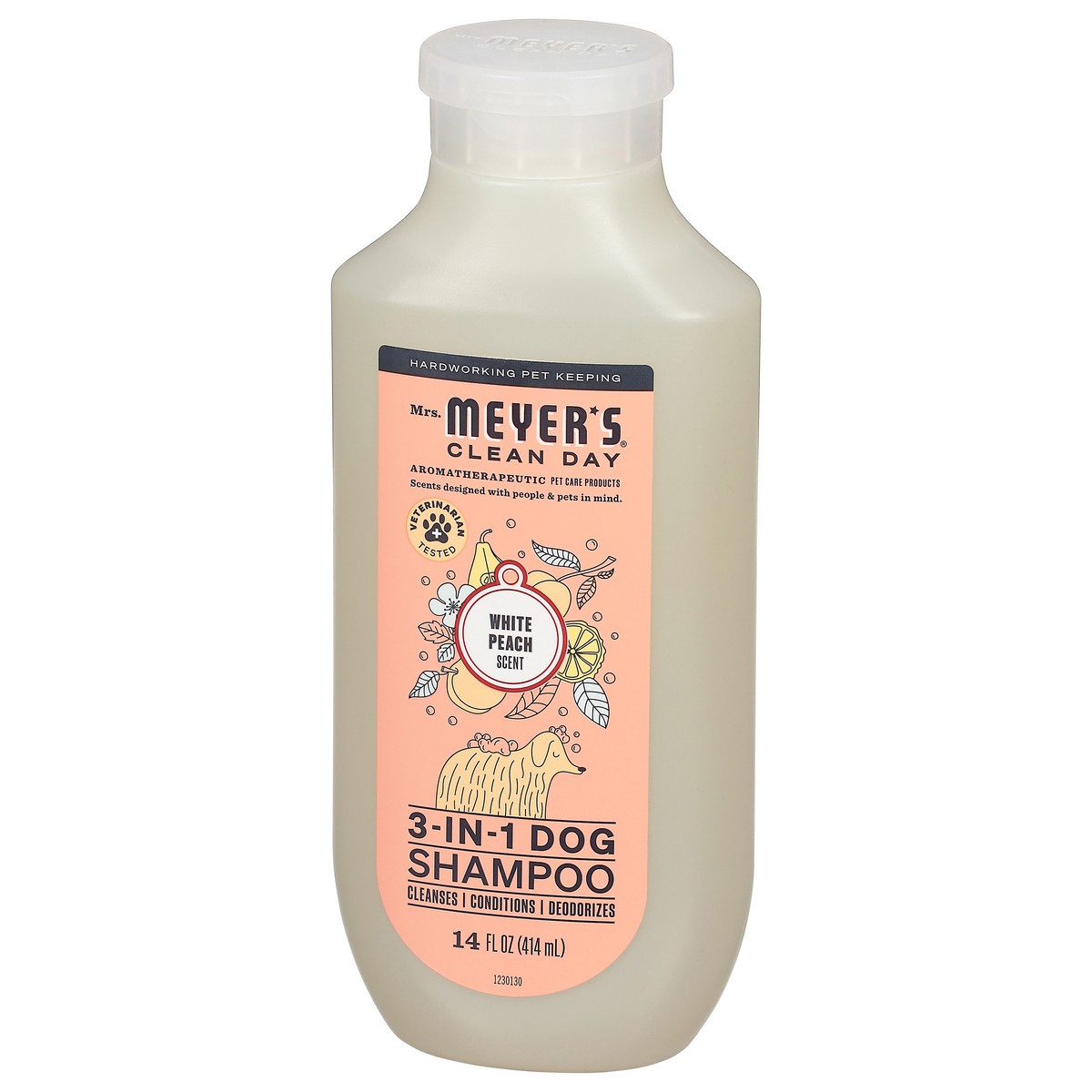 slide 9 of 14, Mrs. Meyer's Clean Day 3 in 1 Dog Shampoo, White Peach Scent, 14oz, 14 fl oz