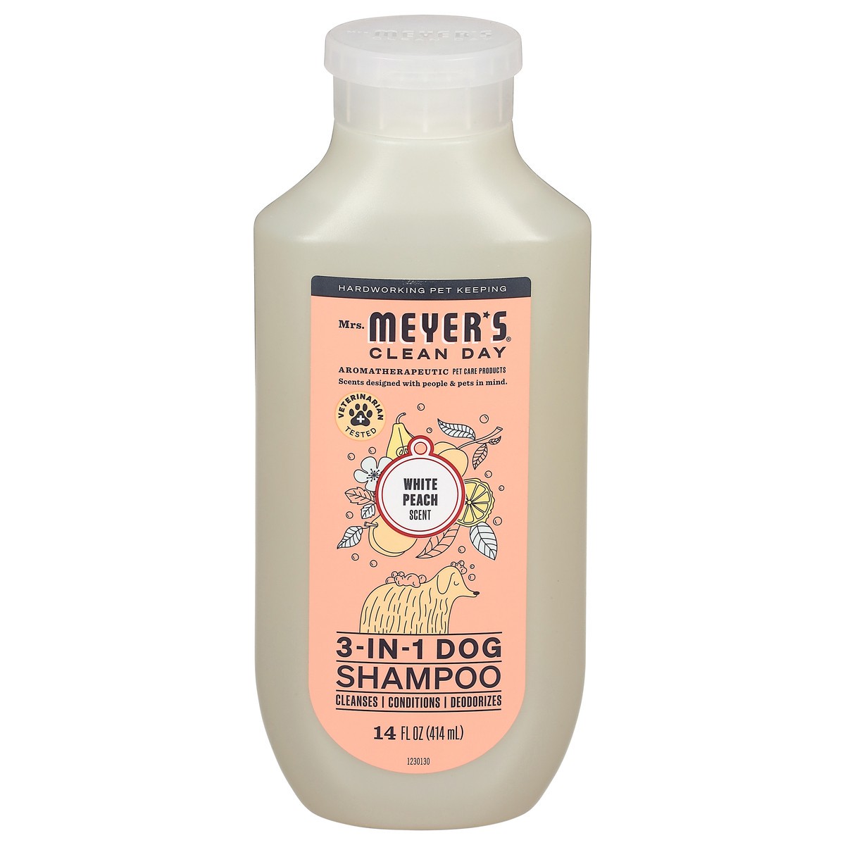 slide 6 of 14, Mrs. Meyer's Clean Day 3 in 1 Dog Shampoo, White Peach Scent, 14oz, 14 fl oz