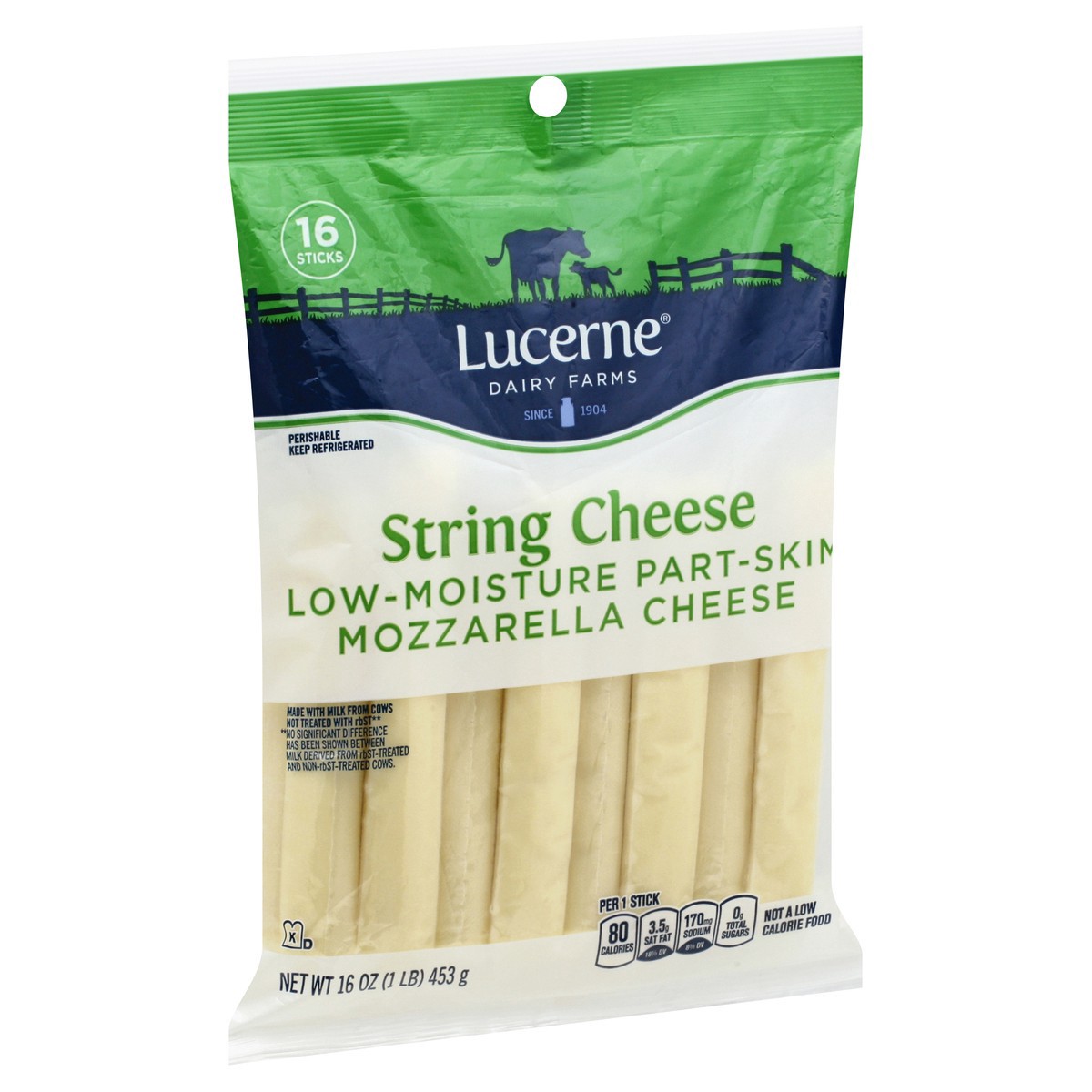 slide 2 of 9, Lucerne Dairy Farms Cheese String Mozzarella Low-Moisture Part-Skim, 16 ct; 1 oz