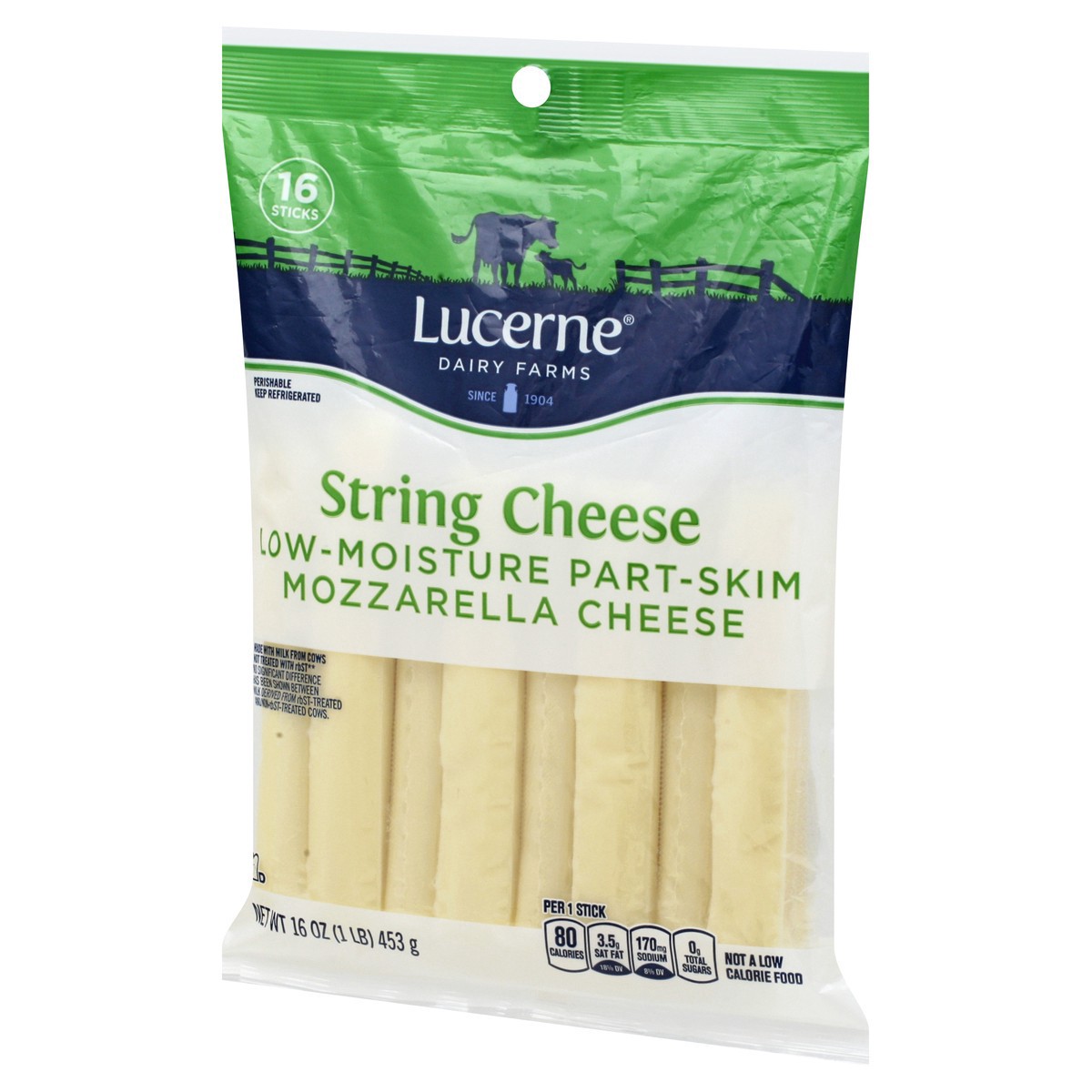 slide 3 of 9, Lucerne Dairy Farms Cheese String Mozzarella Low-Moisture Part-Skim, 16 ct; 1 oz