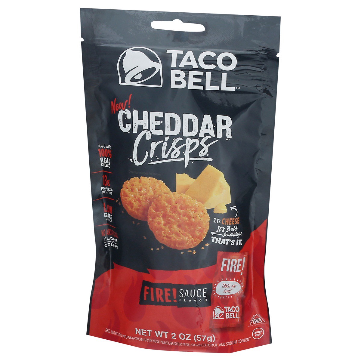 slide 3 of 9, Taco Bell Fire Sauce Flavor Cheddar Crisps 2 oz, 2 oz