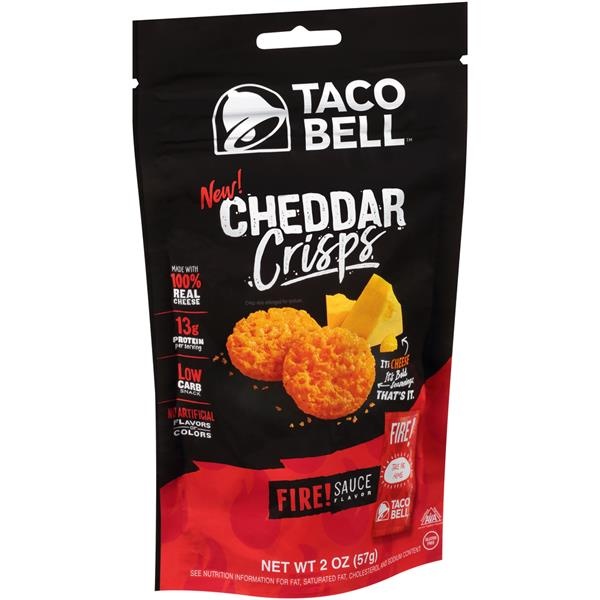 slide 1 of 1, Taco Bell Fire! Sauce Flavor Cheddar Crisps, 2 oz