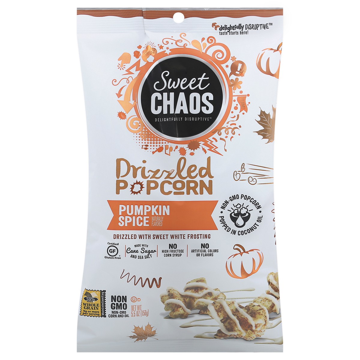 slide 1 of 12, Sweet Chaos Drizzled Pumpkin Spice Popcorn 5.5 oz, 5.5 oz