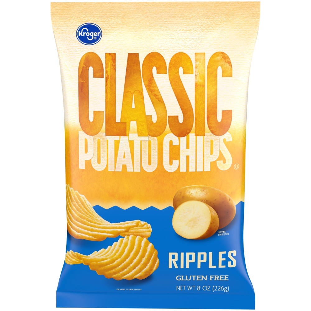 slide 1 of 1, Kroger Classic Ripples Potato Chips, 8 oz