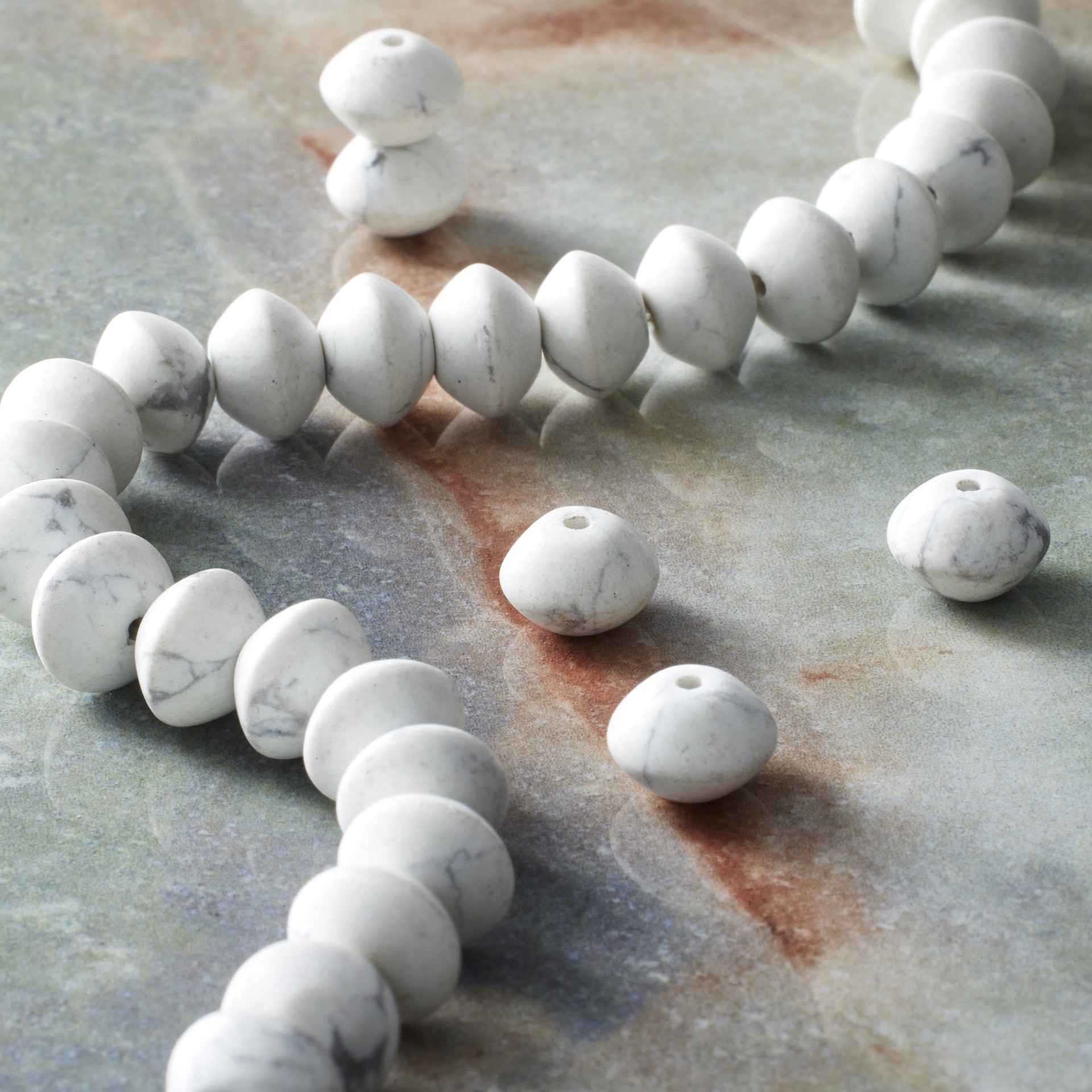 slide 3 of 3, White Howlite Bicone Beads, 8mm By Bead Landing, 8mm