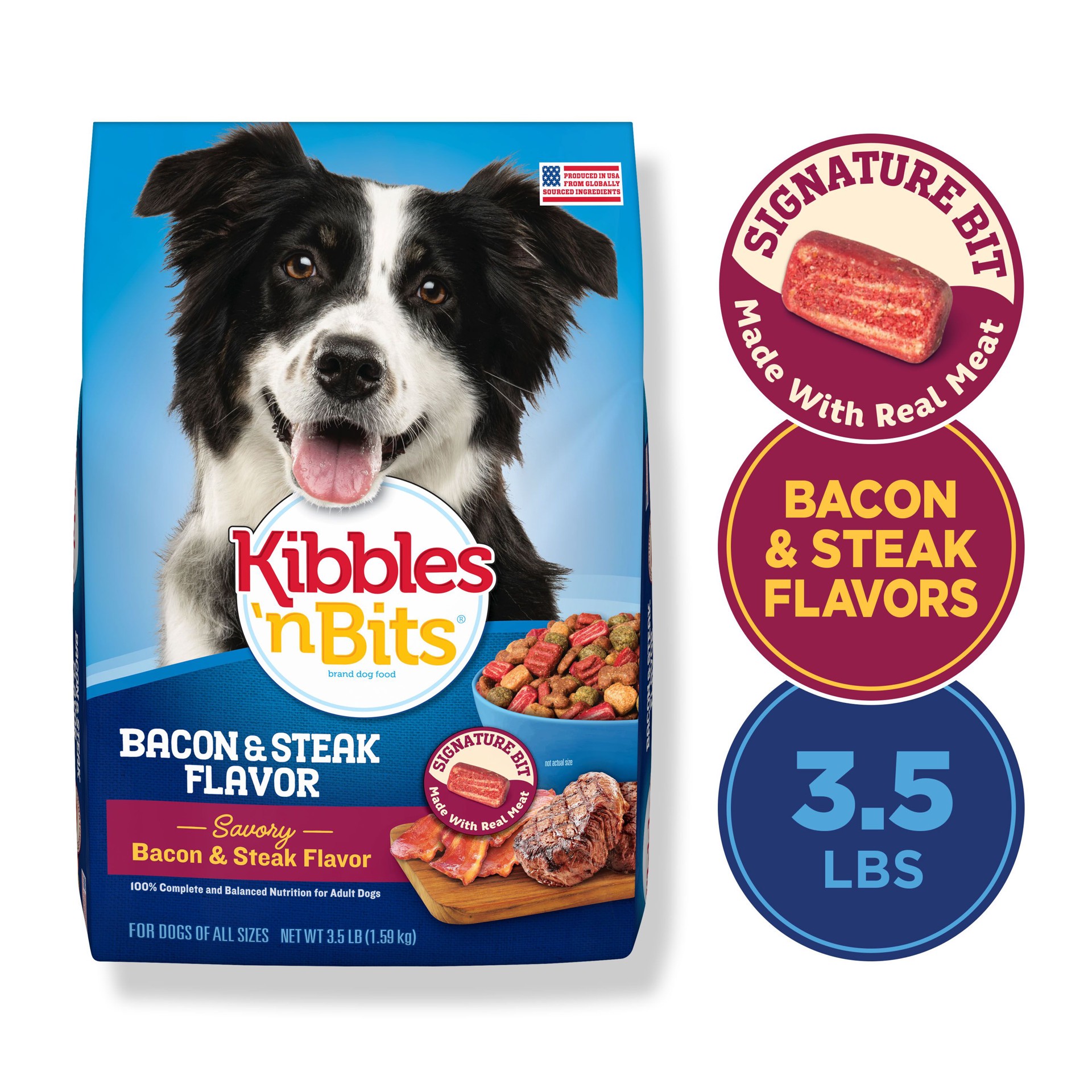 slide 7 of 7, Kibbles 'n Bits Savory Bacon & Steak Flavor Dry Dog Food, 3.5 lb. Bag, 3.5 lb