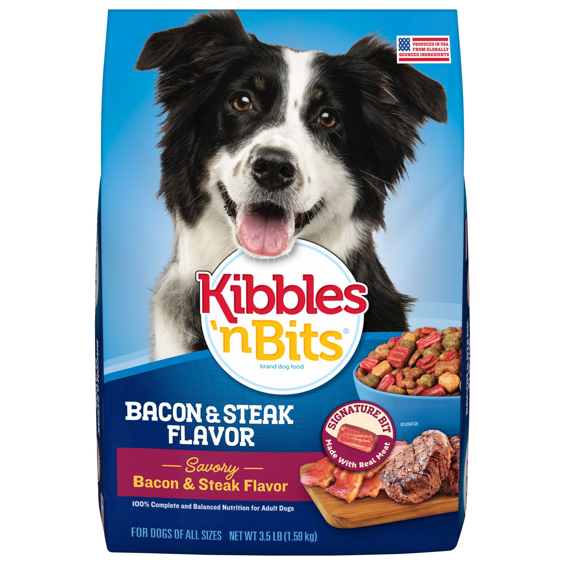 slide 1 of 7, Kibbles 'n Bits Savory Bacon & Steak Flavor Dry Dog Food, 3.5 lb. Bag, 3.5 lb