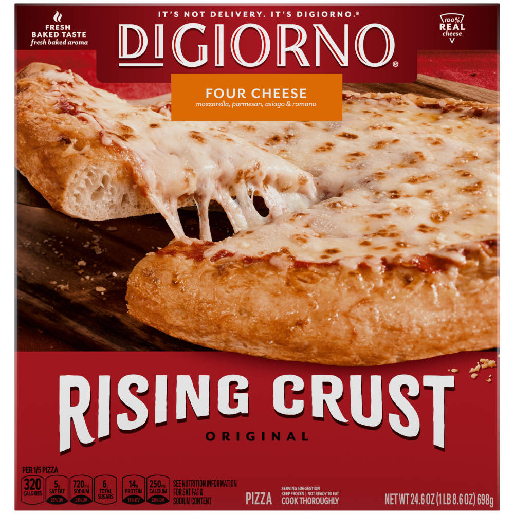 slide 1 of 1, DiGiorno Frozen Pizza, Rising Crust Four Cheese Pizza, 24.6oz (Frozen), 24.6 oz