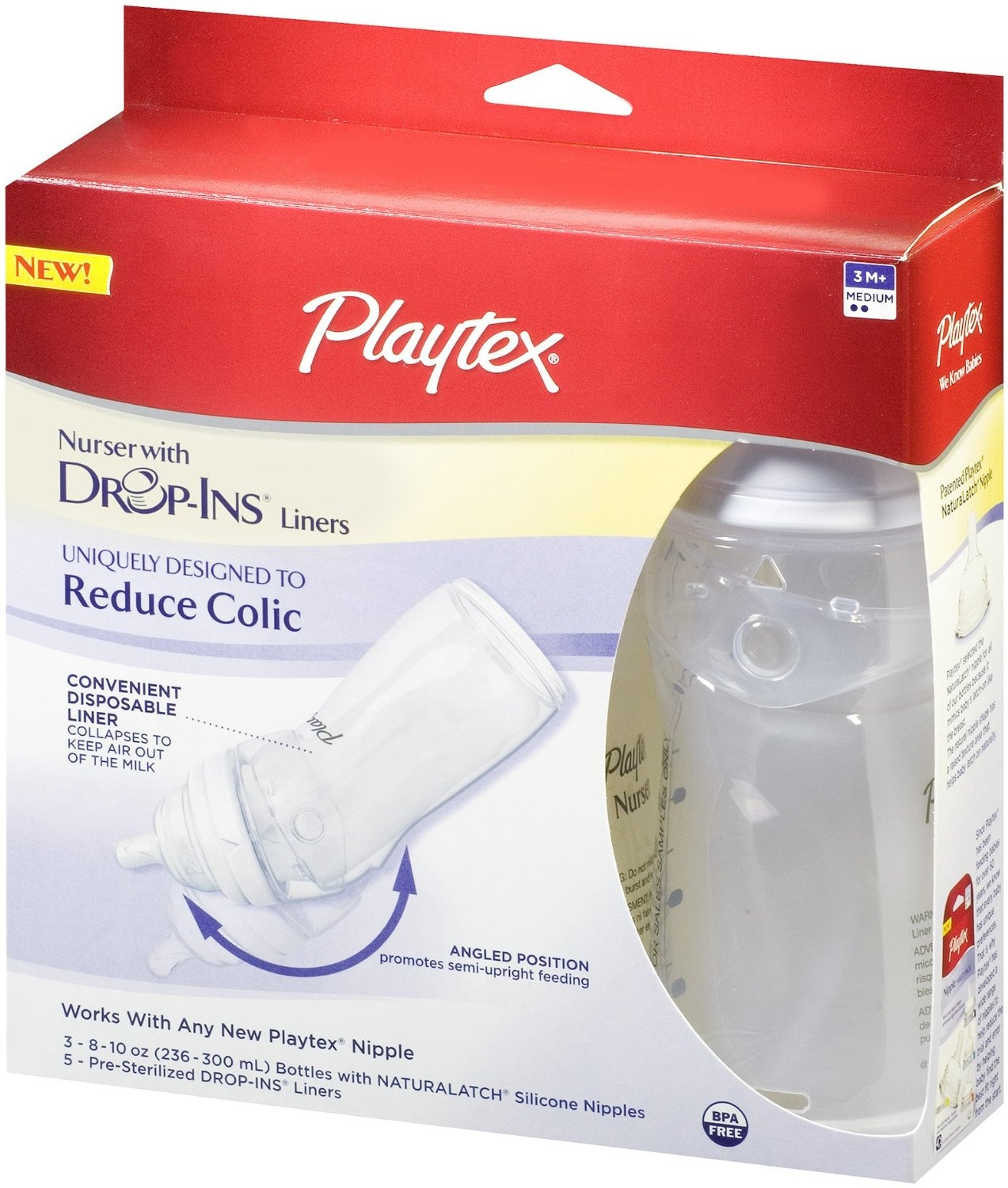 slide 1 of 1, Playtex BPA Free Premium Nurser Bottles with Drop In Liners, 3 ct; 8 oz