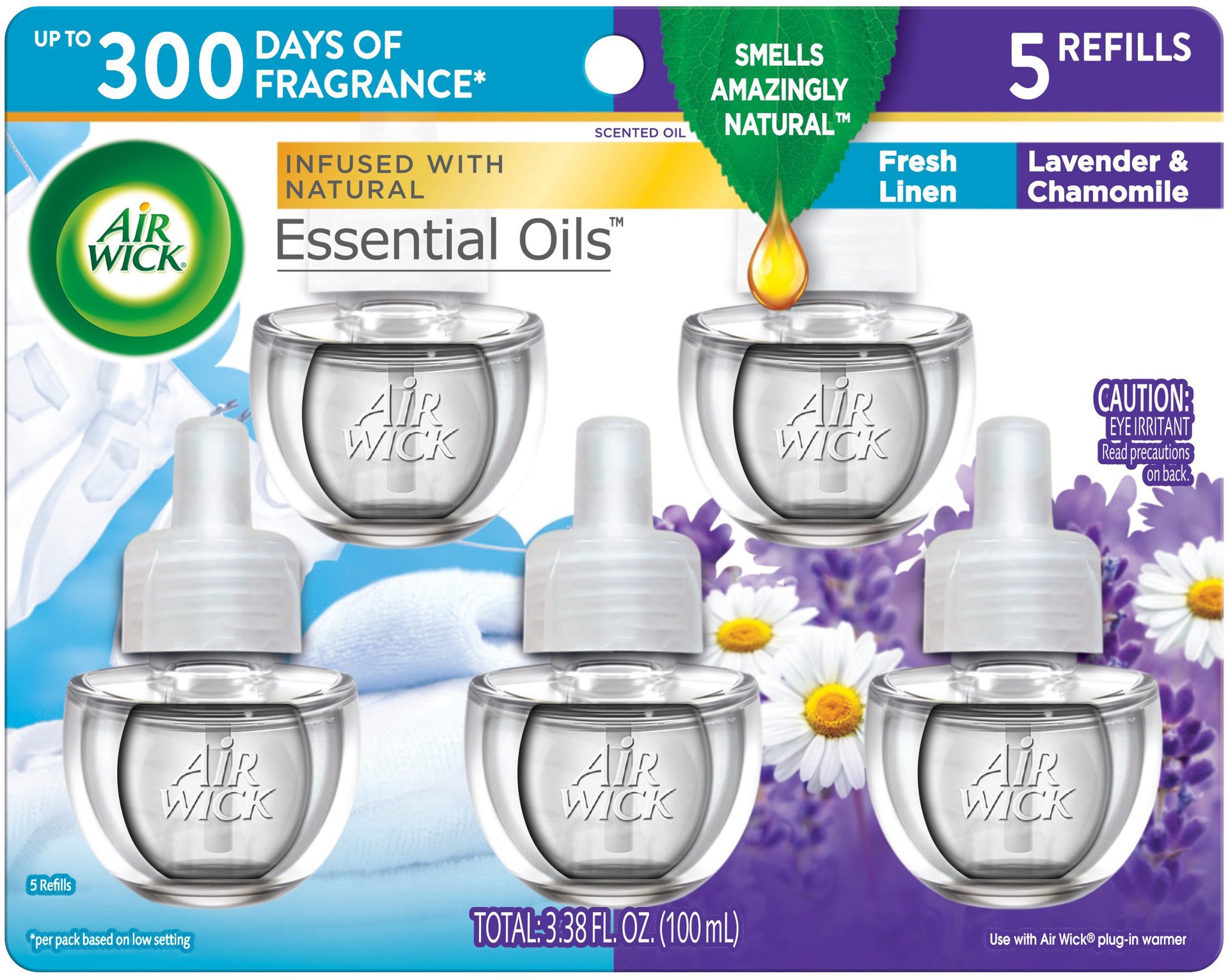 slide 1 of 1, Air Wick Plug in Scented Oil Refill, 5 ct, Fresh Linen and Lavender, Air Freshener, Essential Oils, 5 ct