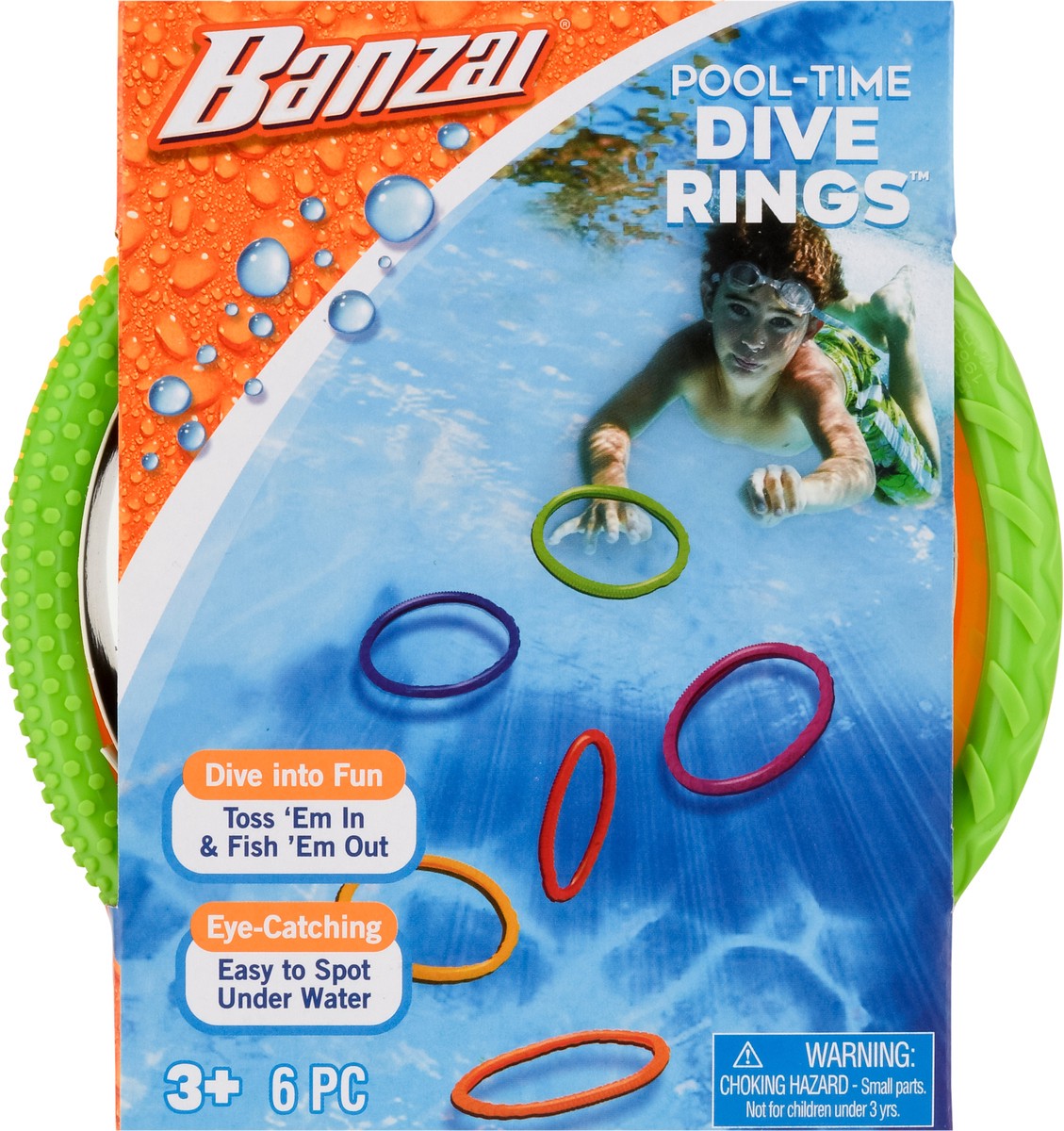 slide 5 of 9, Banzai Pool Time 3+ Dive Rings 6 ea, 6 ct