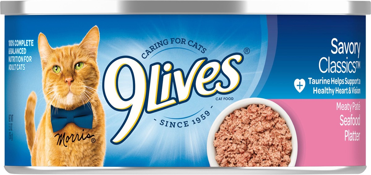 slide 4 of 8, 9Lives Meaty Paté Seafood Platter Wet Cat Food, 5.5 oz. Can, 5.5 oz