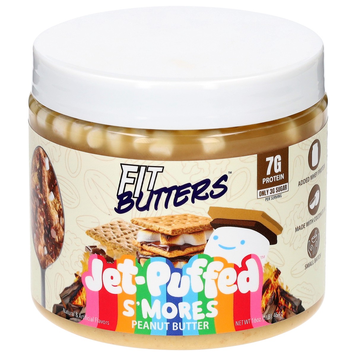 slide 1 of 15, Fit Butters Jet-Puffed S'mores Peanut Butter 16 oz, 16 oz