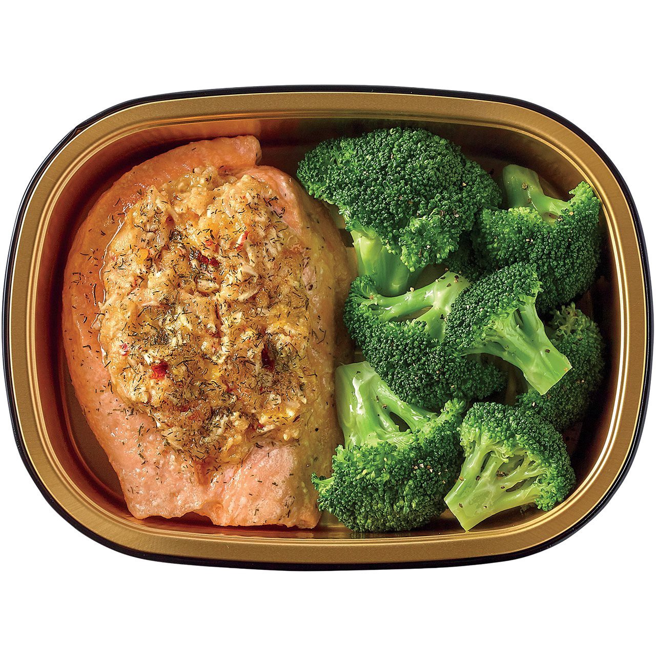 slide 1 of 1, H-E-B Meal Simple Stuffed Salmon with Fresh Broccoli, 12 oz