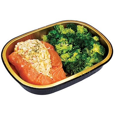 slide 1 of 1, H-E-B Meal Simple Stuffed Salmon with Fresh Broccoli, 12 oz