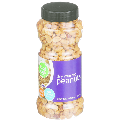slide 1 of 1, Food Club Peanuts Dry Roasted Jar, 16 oz