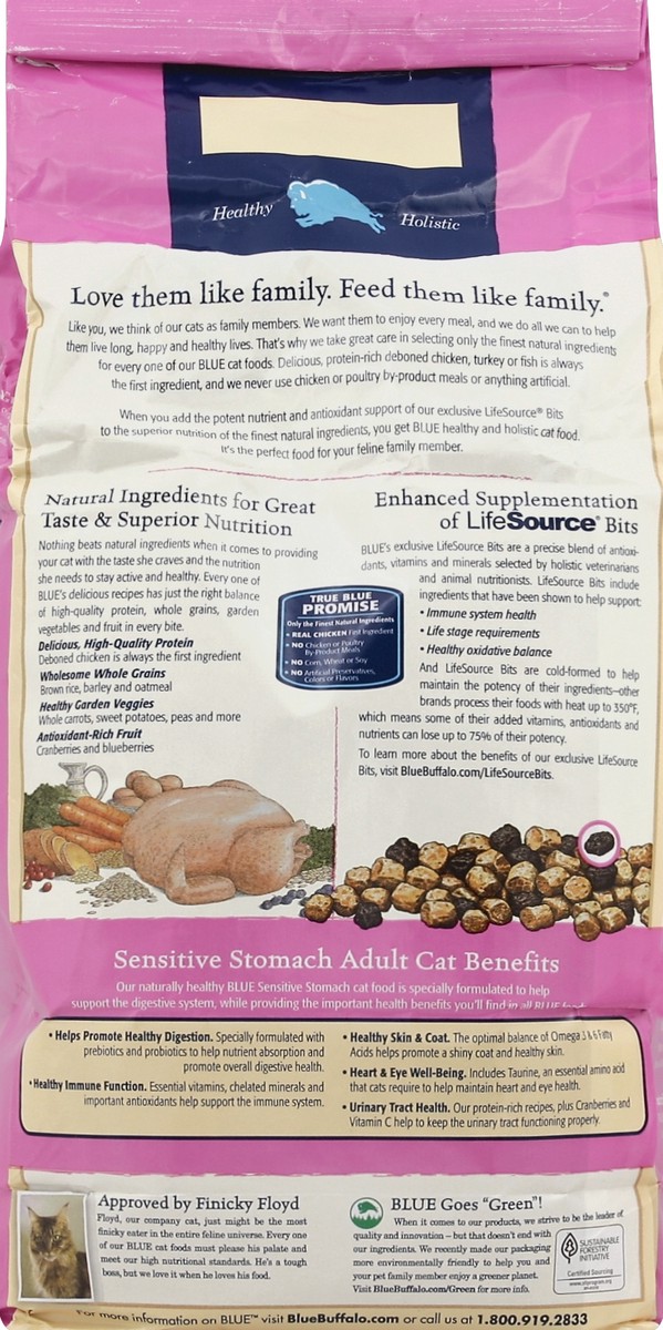 slide 3 of 6, Blue Buffalo Tastefuls Sensitive Stomach Natural Adult Dry Cat Food, Chicken 7lb bag, 7 lb