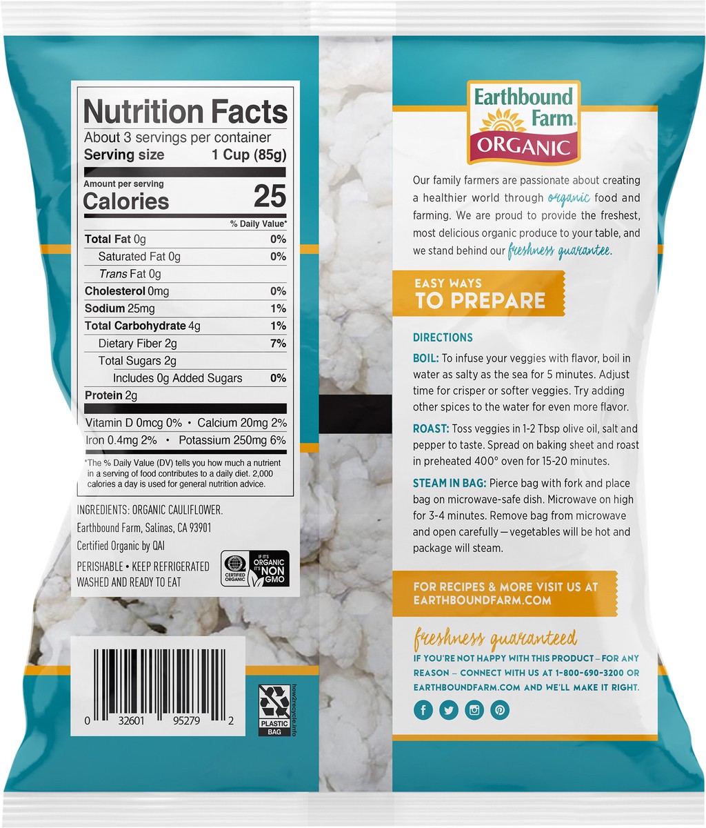 slide 5 of 6, Earthbound Farm Earth Bound Organic Cauliflower Florets, 9 oz