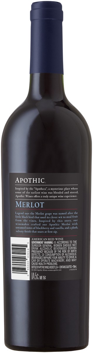 slide 2 of 3, Apothic Merlot Red Wine 750ml, 750 ml