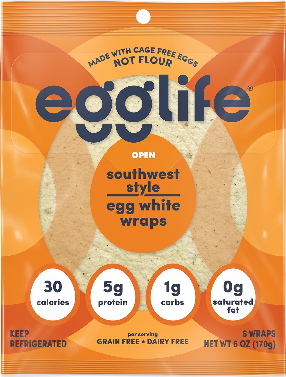 slide 3 of 3, egglife Southwest Style Egg White Wraps 6 ea, 6 ct