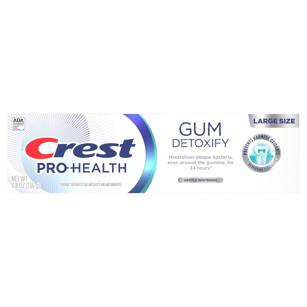 slide 3 of 6, Crest Pro-Health Gum & Whitening Toothpaste 4.8 oz Anticavity, Antibacterial Flouride Toothpaste, Clinically Proven Gum, Sensitive, and Enamel Protection, Plaque Control, 4.8 oz
