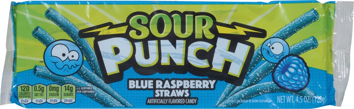 slide 13 of 13, Sour Punch Blue Raspberry Straws, 4.5oz Tray, 1 ct