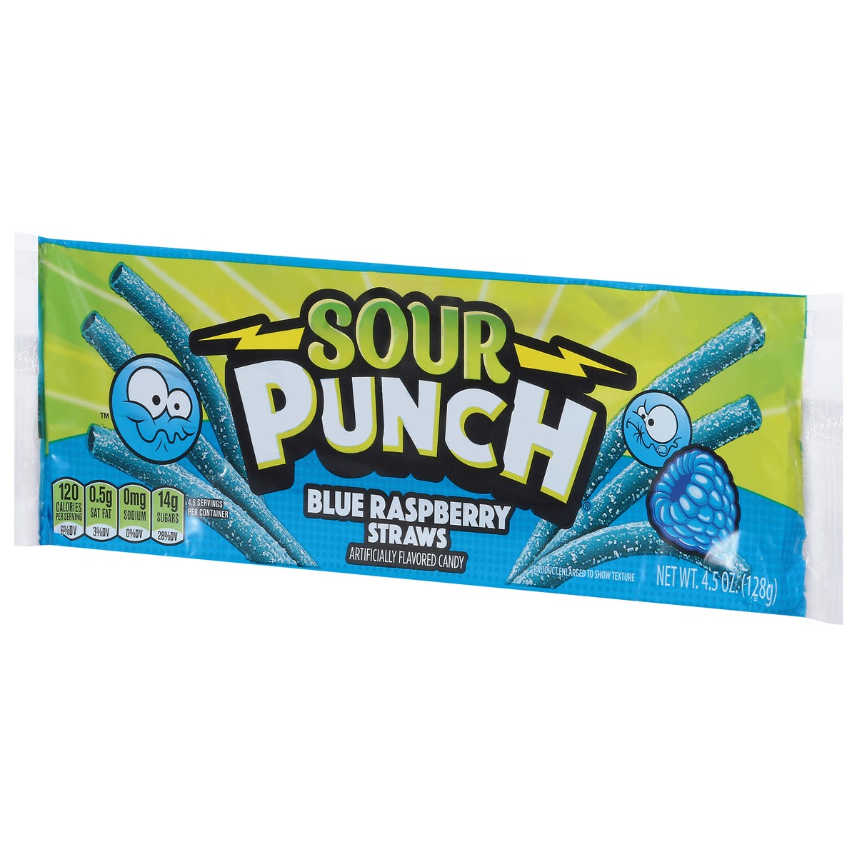 slide 5 of 13, Sour Punch Blue Raspberry Straws, 4.5oz Tray, 1 ct