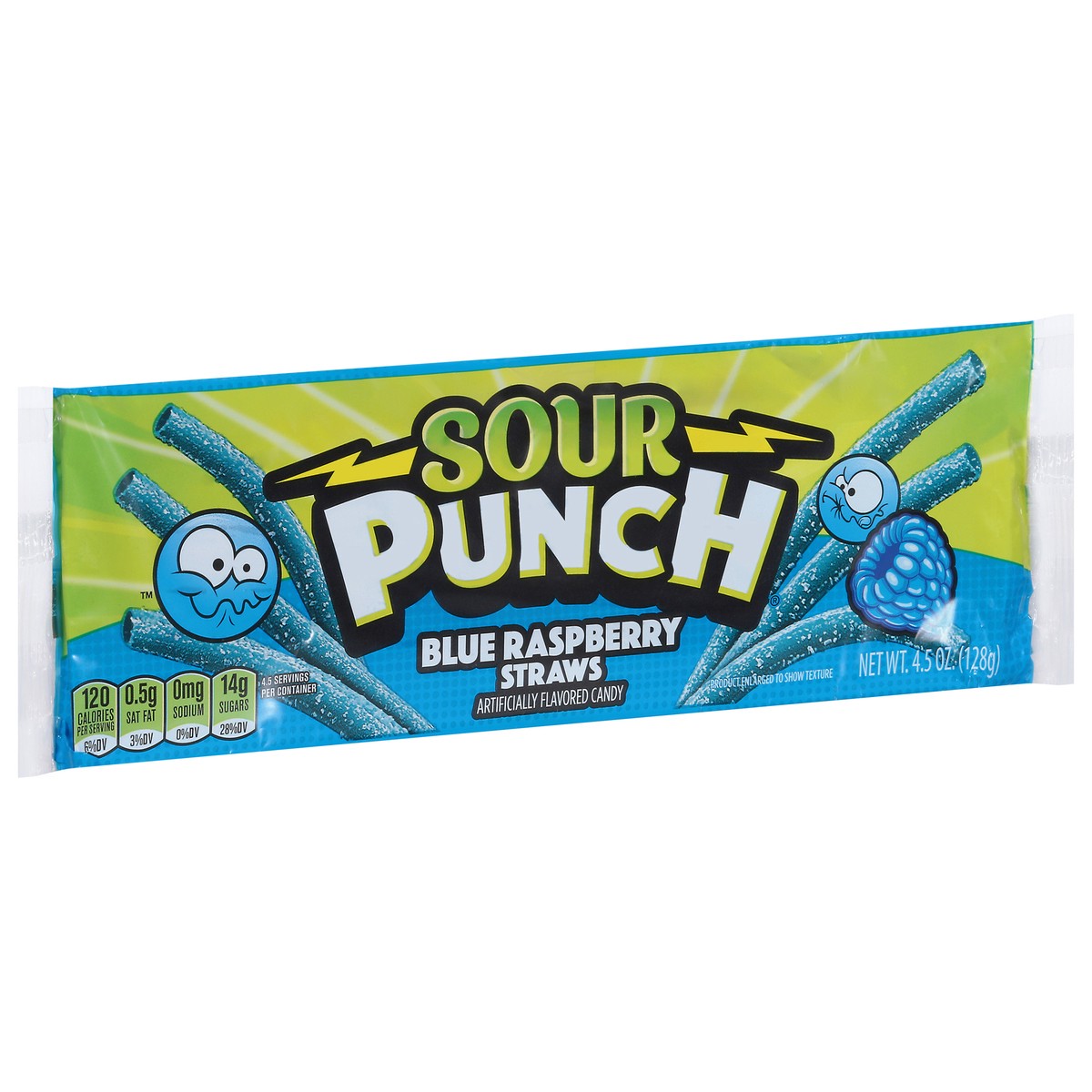 slide 9 of 13, Sour Punch Blue Raspberry Straws, 4.5oz Tray, 1 ct