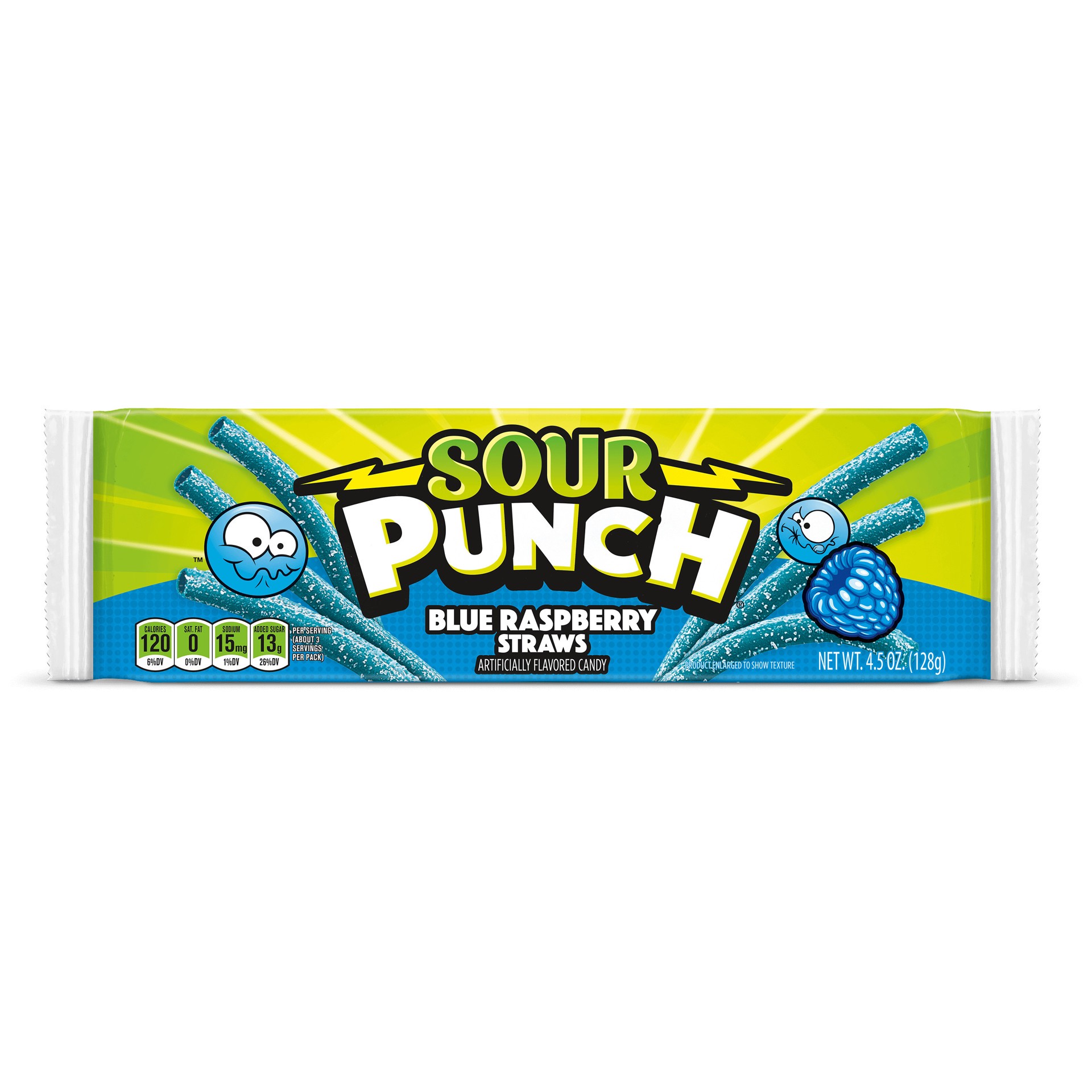 slide 1 of 13, Sour Punch Blue Raspberry Straws, 4.5oz Tray, 1 ct