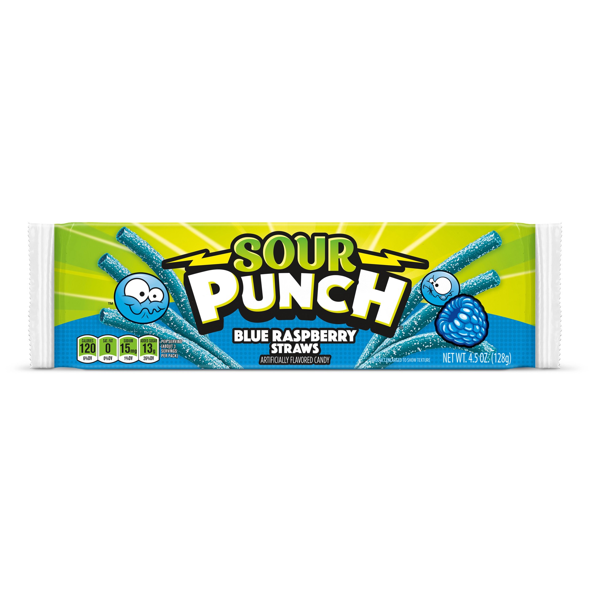 slide 1 of 13, Sour Punch Blue Raspberry Straws, 4.5oz Tray, 1 ct