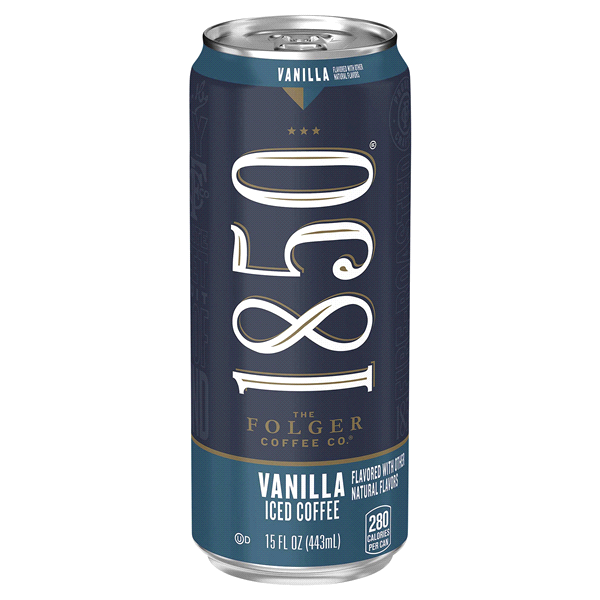 slide 1 of 1, Folgers 1850 Vanilla Iced Coffee, 15 fl oz