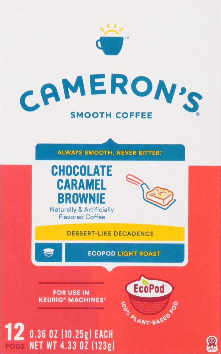 slide 7 of 9, Cameron's Coffee Single Serve Pods, Flavored, Chocolate Caramel Brownie, 12 Count, 4.33 oz