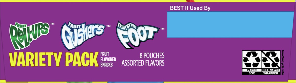 slide 4 of 9, General Mills Fruit Roll-Ups, Fruit by the Foot, Gushers Snacks Variety Pack, 8 ct, 8 ct