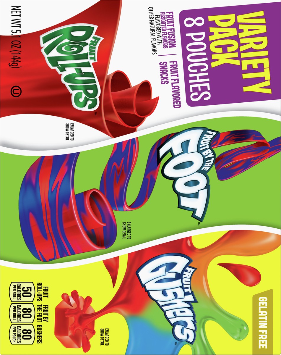 slide 5 of 9, General Mills Fruit Roll-Ups, Fruit by the Foot, Gushers Snacks Variety Pack, 8 ct, 8 ct