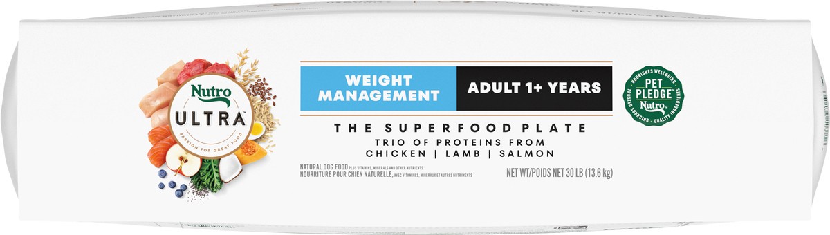 slide 2 of 16, Nutro Ultra Adult Weight Management Dry Dog Food, Chicken, Lamb and Salmon Protein Trio, 30 lb. Bag, 30 Lb